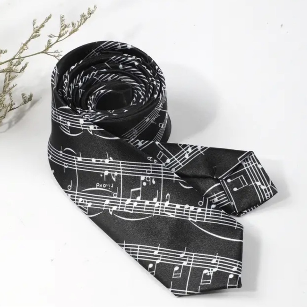 Musical Notes Tie (Black & White / Men or Women)